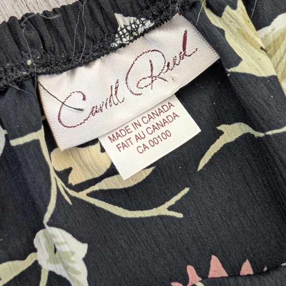 Vintage Carroll Reed Made In Canada Floral Fairy Festival Black Midi Skirt Sz M - Picture 4 of 8